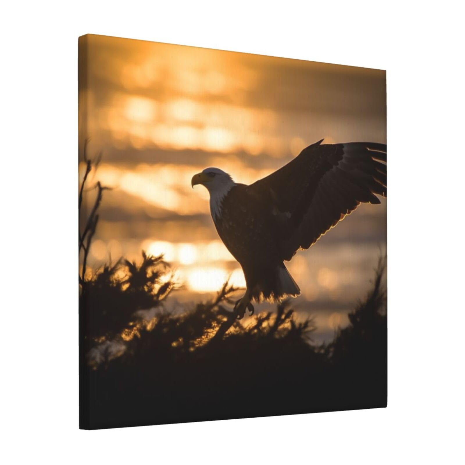 FodPand Backlit Eagle Canvas Wall Art for Living Room Wall Decor 12"x12" Modern Artwork Painting Pictures Hanging Canvas Prints Aesthetic Wall Art for Bedroom Bathroom Office Wallart Decor