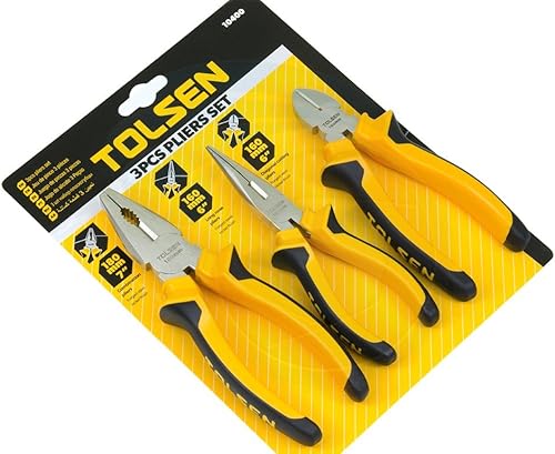 TOLSEN Juego de alicates de corte lateral diagonal de nariz larga con combinación aislada de 3 piezas