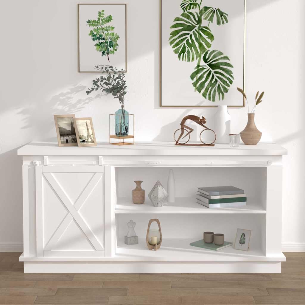 vidaXL Kit Min Puerta Corredera Armario Guías Carril Herrajes Percha Sistema Mecanismo para Granero Cocina Estudio Decoración Acero Carbono Blanca