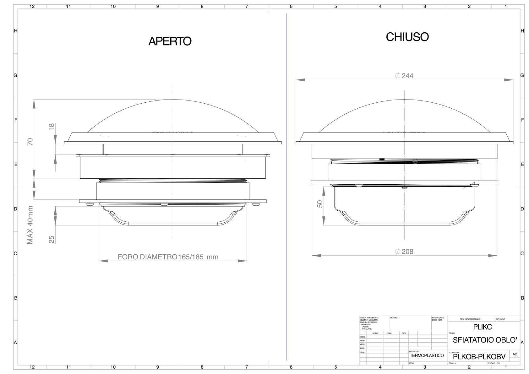 plikc Ventanilla de ventilación para caravanas, caravanas y caravanas (Abrazadera estándar de 40 mm)