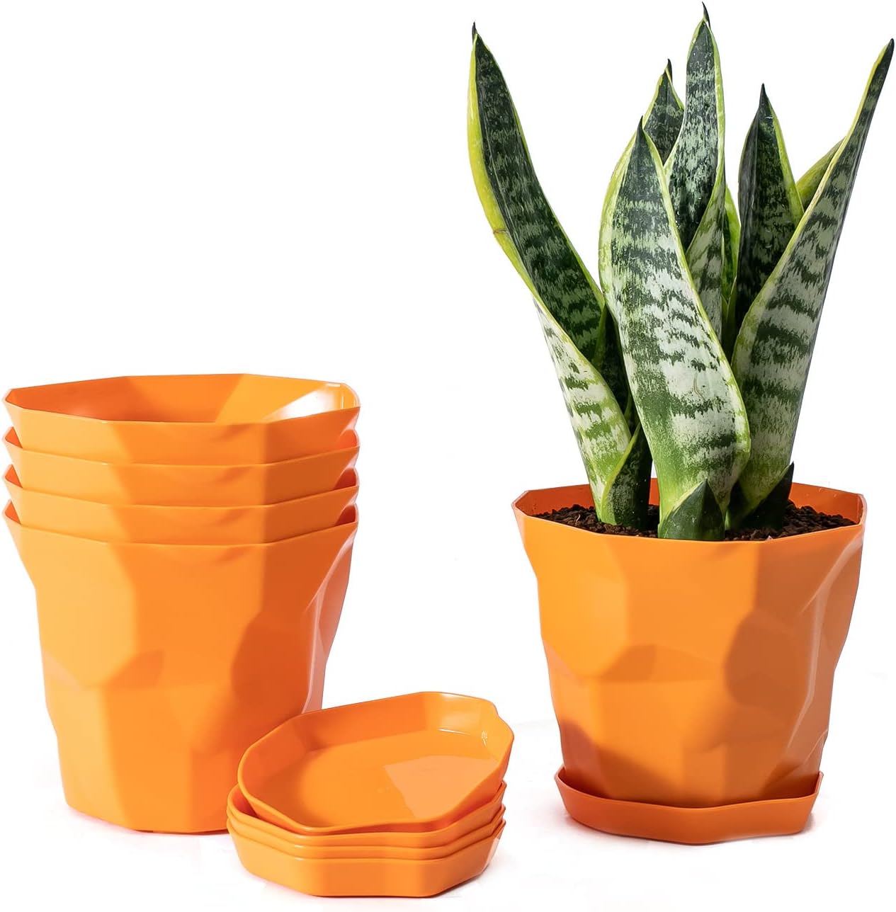 Dproptel 5 Pack Plastic Flower Pots, Indoor/Outdoor Plant Holder Nordic