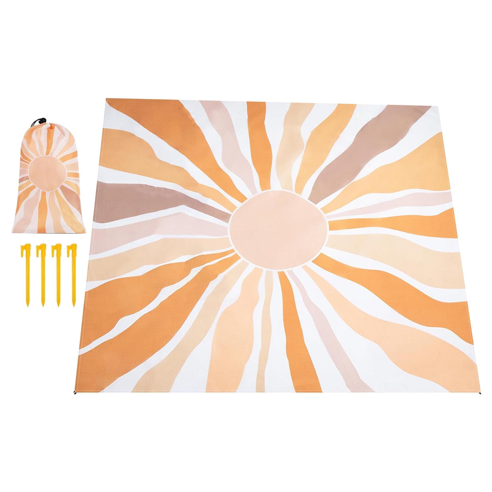 Tappetino da spiaggia extra large, 210 x 200 cm, telo da picnic impermeabile e resistente alla sabbia, portatile, ad asciugatura rapida, per campeggio, giardino e divertimento