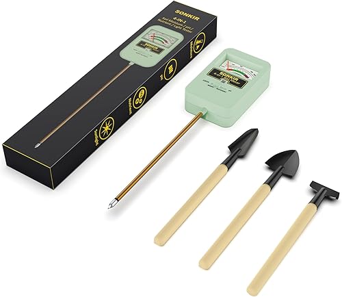 Miniatura 9 de Sonkir Medidor de humedad del suelo, medidor de pH del suelo 4 en 1, probador de suelo para nutrientes, humedad, pH y luz, kits de prueba de pH del