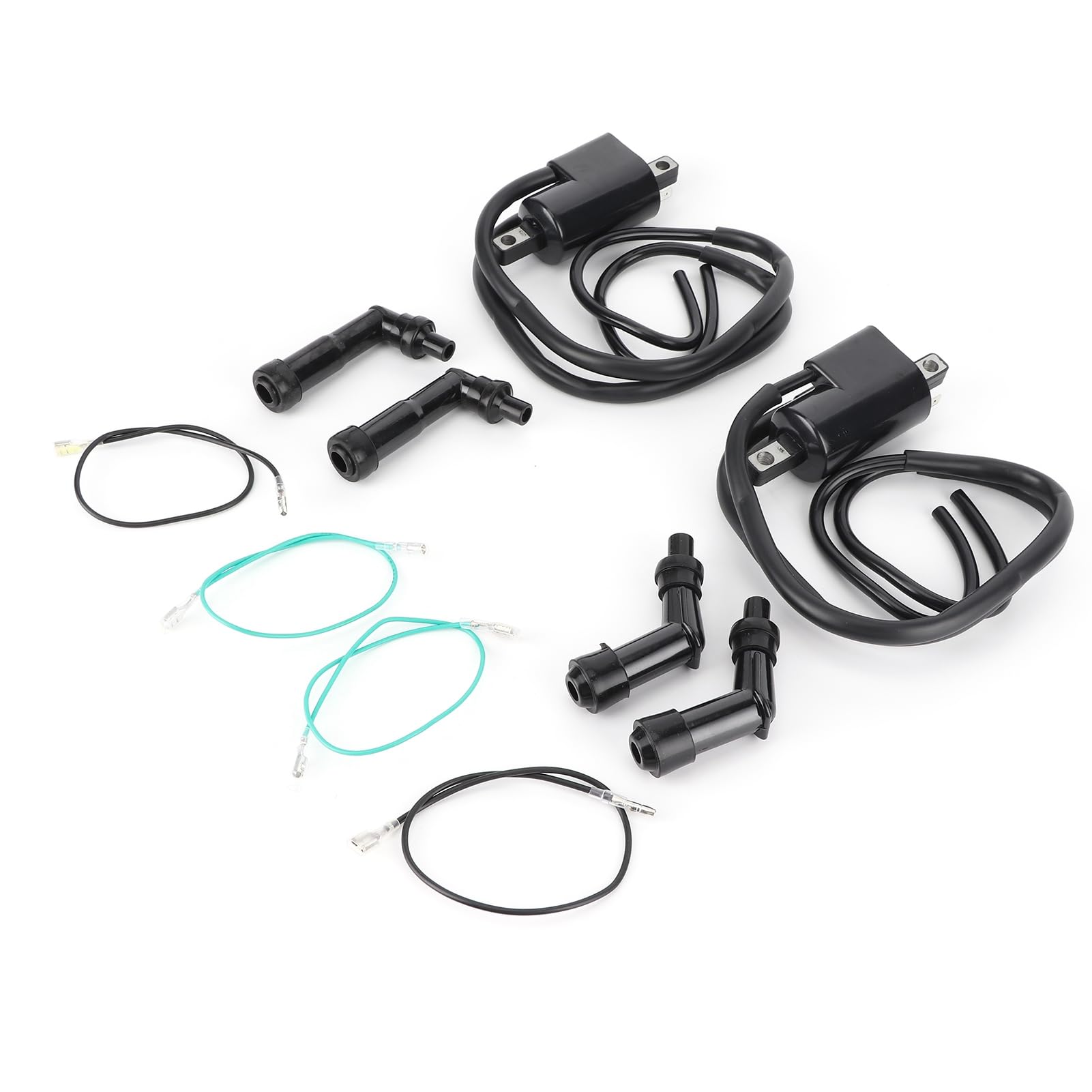 Aramox Juego de bobina de encendido, bobina de encendido de aleaci¨®n de aluminio + juego de tapas de buj¨ªa OE: 30510?333?013 apto para CB350F CB400F CB500 CB550