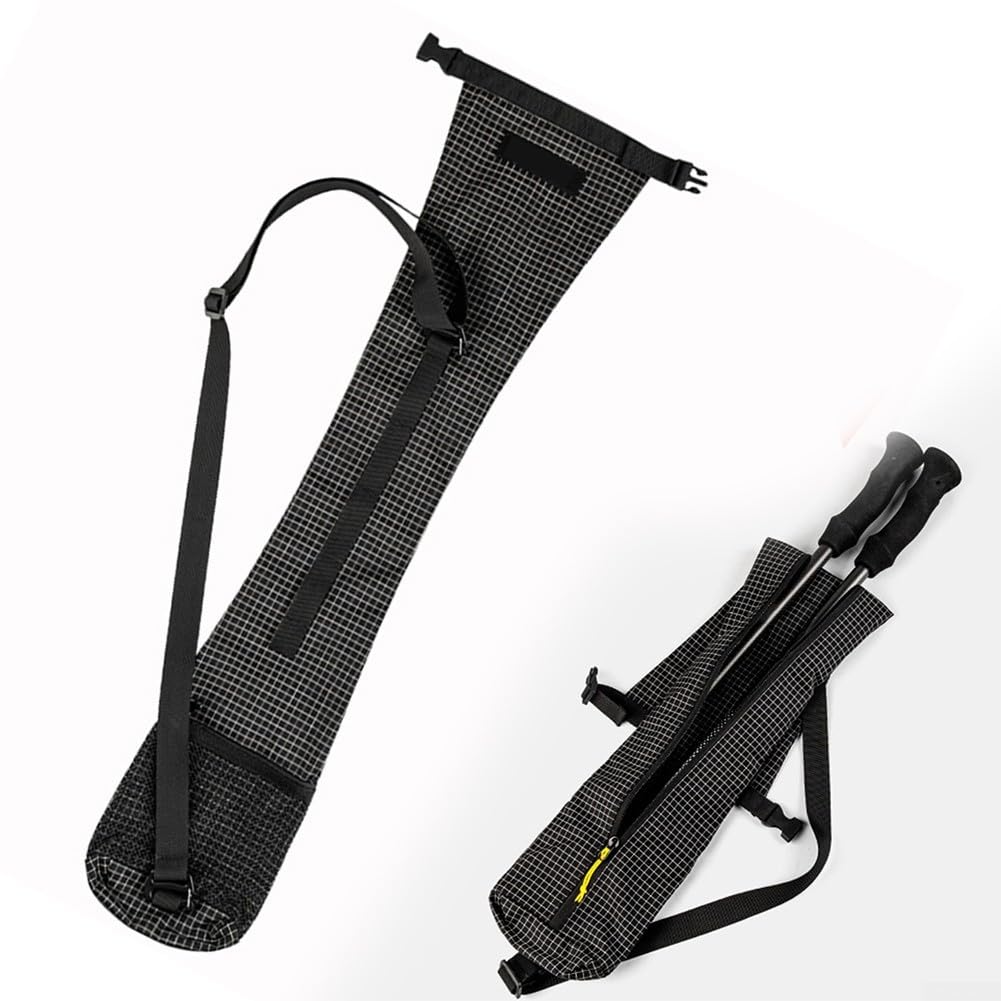 Sac de rangement pour bâtons de randonnée en plein air, sac de transport pour bâtons de randonnée avec bandoulière réglable, pliable et portable pour la randonnée, l'alpinisme
