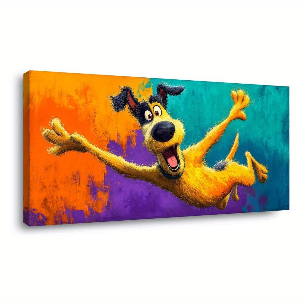 CWZBFEH Modern Wall Art Joyful Dog Abstract Painting, for Bathroom, Living Room(60x120cm/No frame)