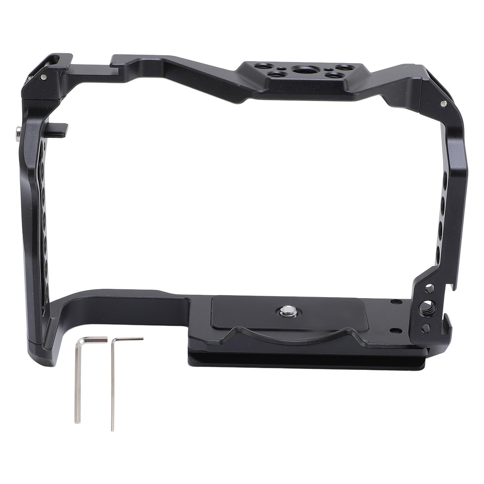 Tosuny Gabbia per Fotocamera R8, Telaio in Lega di Alluminio Rigido | with Arca Base Cold Shoe, Strap Slot, 1/4in 3/8in Screw Holes for Vlog Video Recording