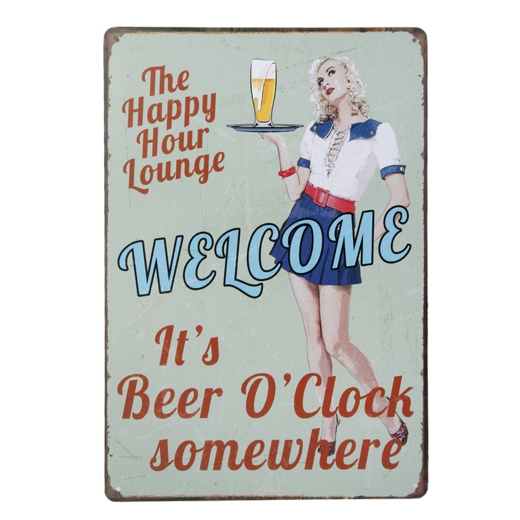 Harrington Marley Men's Retro Style Metal Sign, Wall Plaque, Beer Tin Sign Funny Happy Hour Cheers Gift Plaque Vintage Bar Kitchen Pub