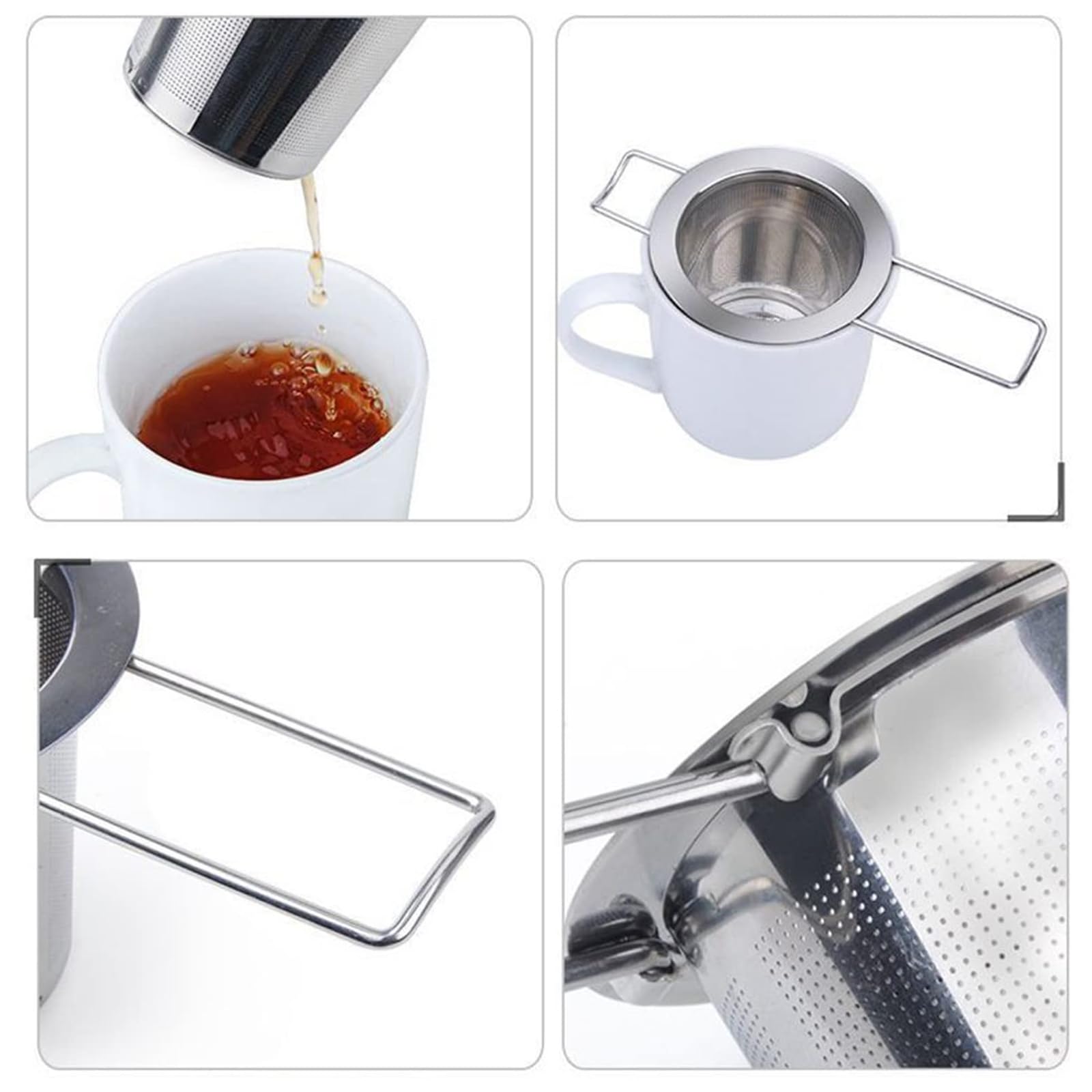 2 Stück Edelstahl-Teefilter – Feinmaschige Teesiebe Mit Deckel Und Klappgriffen Für Losen Tee