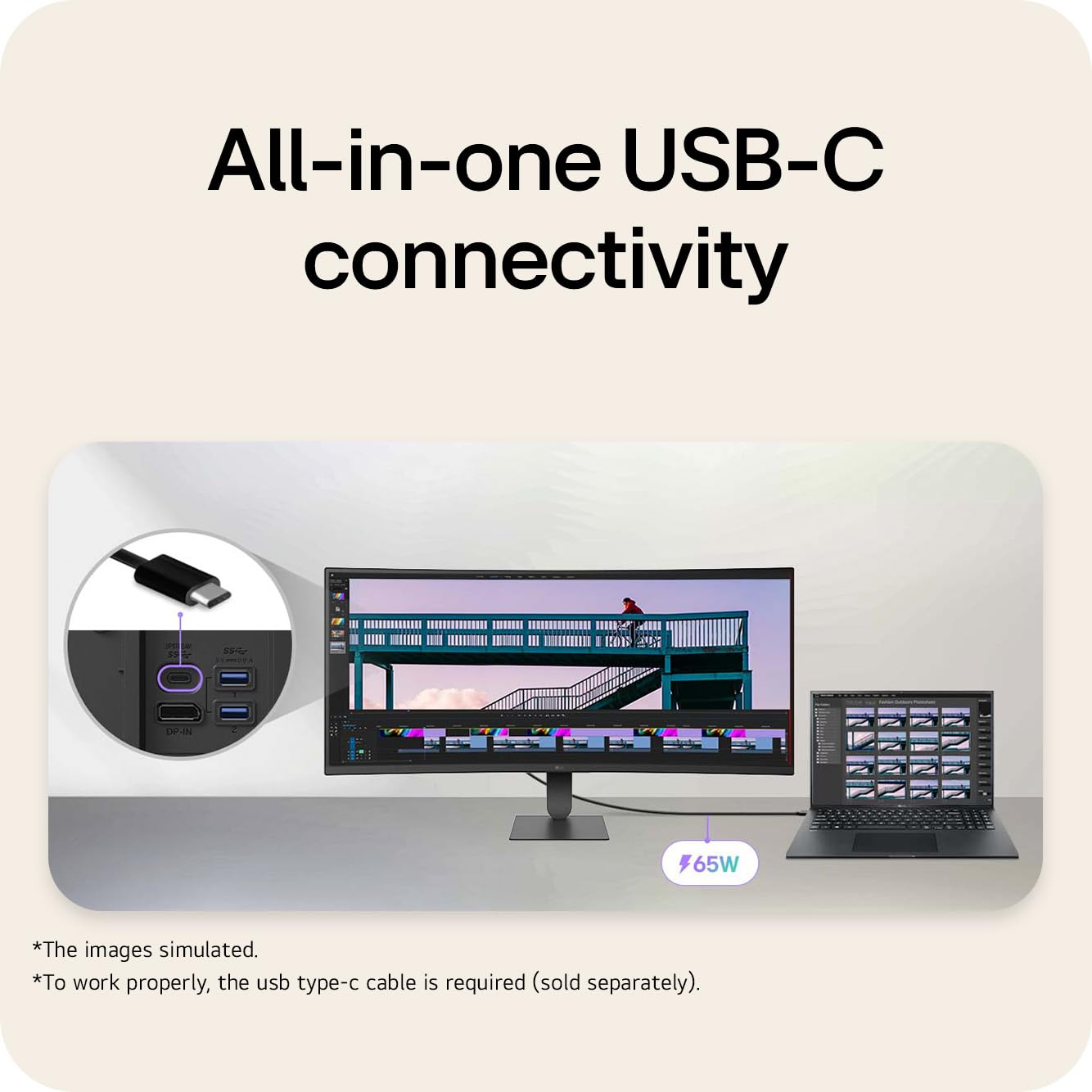 LG UltraWide Monitor 34U640B-B: UWQHD curvo 1440p VA 34", 144Hz, 5ms GtG, HDR10, FreeSync Premium, display AS, modalità lettore e sfarfallio, risparmio energetico intelligente, USB-C, DP 1.4, HDMI