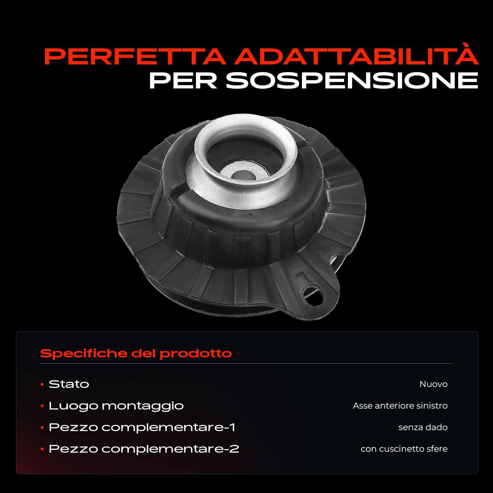 Frankberg Cuscinetto del montante Cuscinetto di supporto della sospensione Anteriore sinistro Compatibile con Giulietta 940 1.4 TB 1.6 JTDM 1.8 TBi 1.4 Bi-Fuel 2.0 JTDM 2010-2020 51805868,50520155