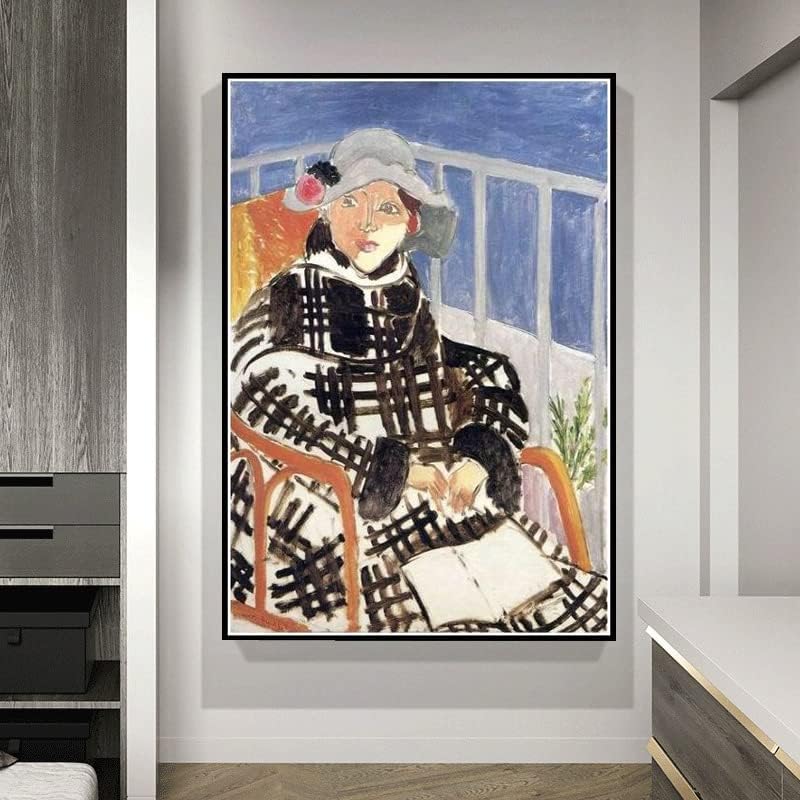 Miniatura 2 de Pintura por números para kits de adultos Mlle Matisse en una pintura escocesa a cuadros por Henri Matisse Kit de pintura por números sobre lienzo