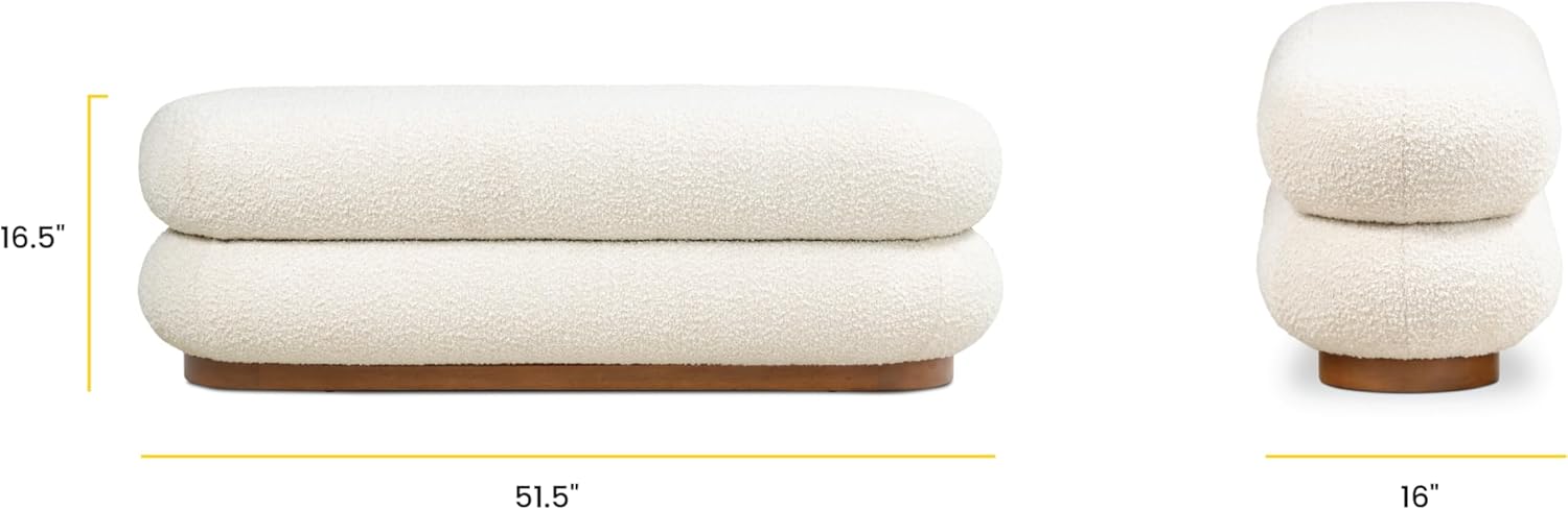 POLY & BARK Varde Bench in Froth White Boucle