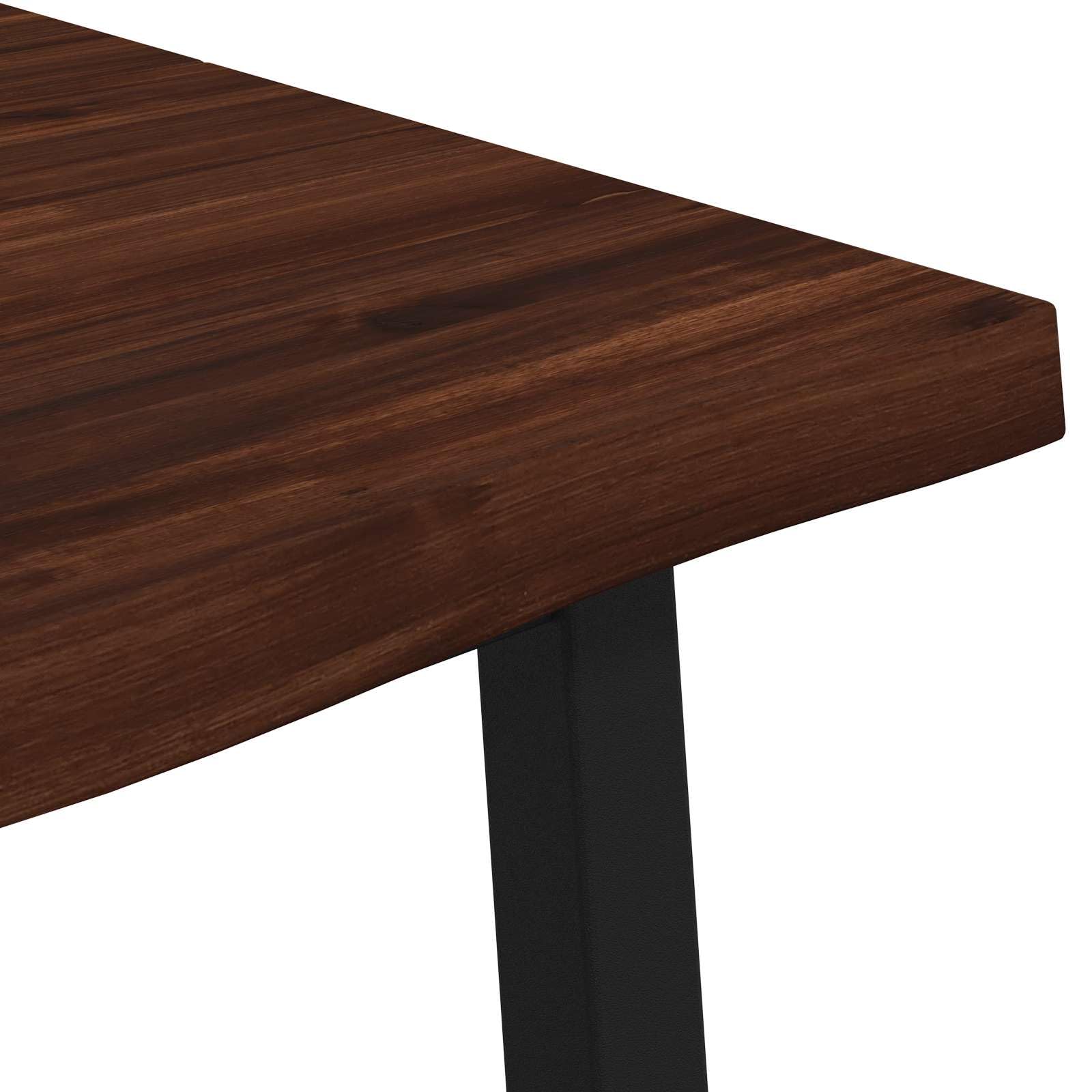 vidaXL 140 x 70 x 75 cm Lite Drewno Akacji Ciemnobrązowy i czarny