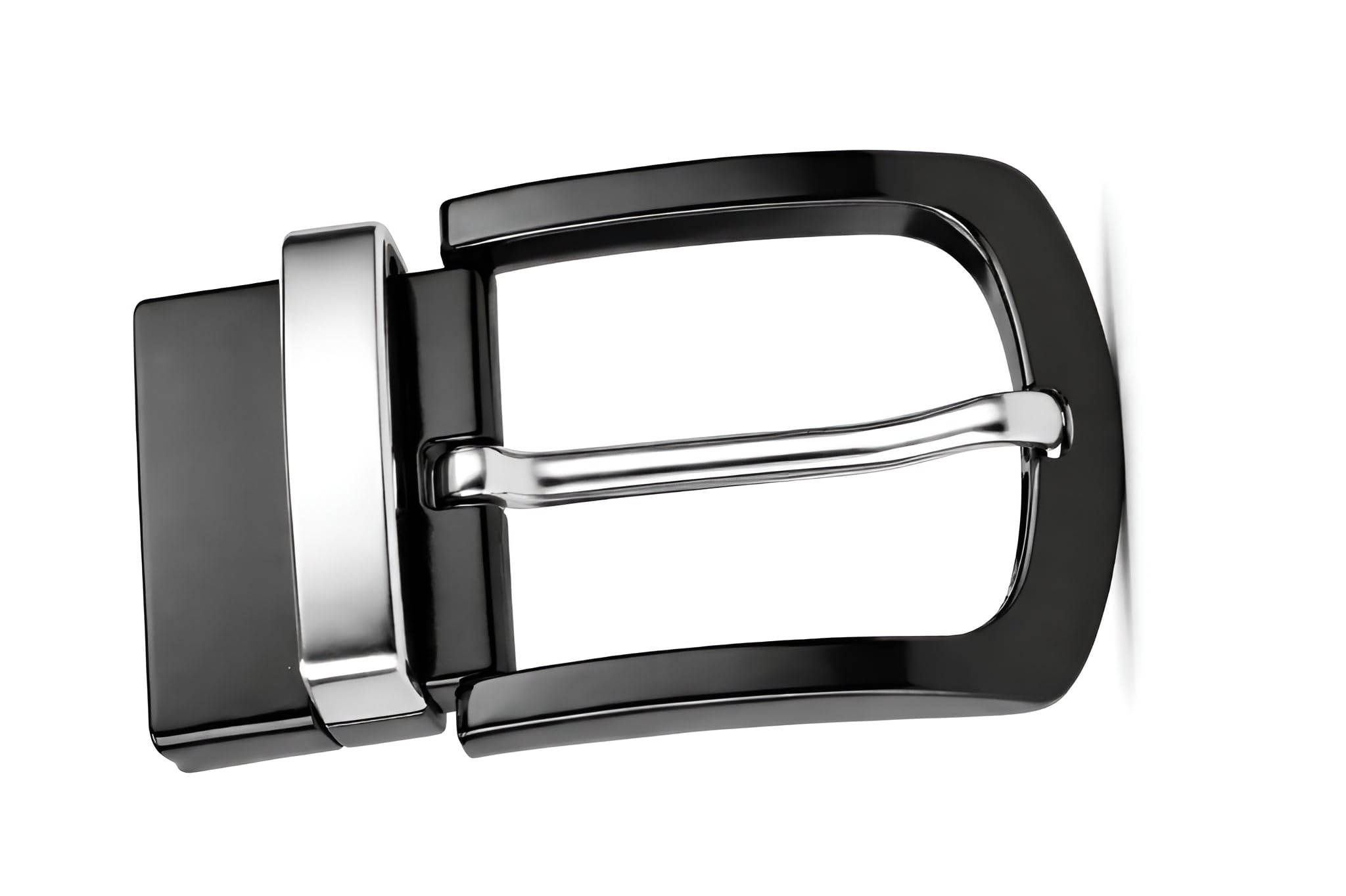 Men's Rotate Reversible Belt Buckle Only, Width 35mm, Metal Finish Clamp Style, Formal Casual Party Business Everyday wear, Shining Gold Black-image-9