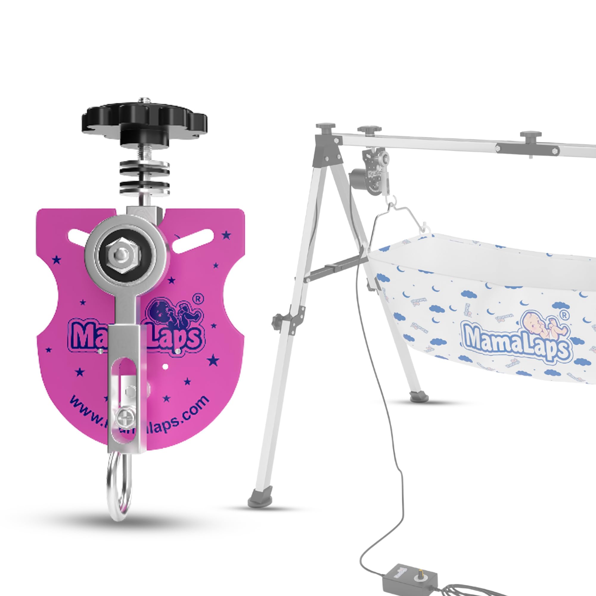 MamaLaps Automatic Baby Cradle Kit | SS Folding cradle Kit | Mild Steel Automatic Ghodiya Kit (Pink) (Cradle not included)