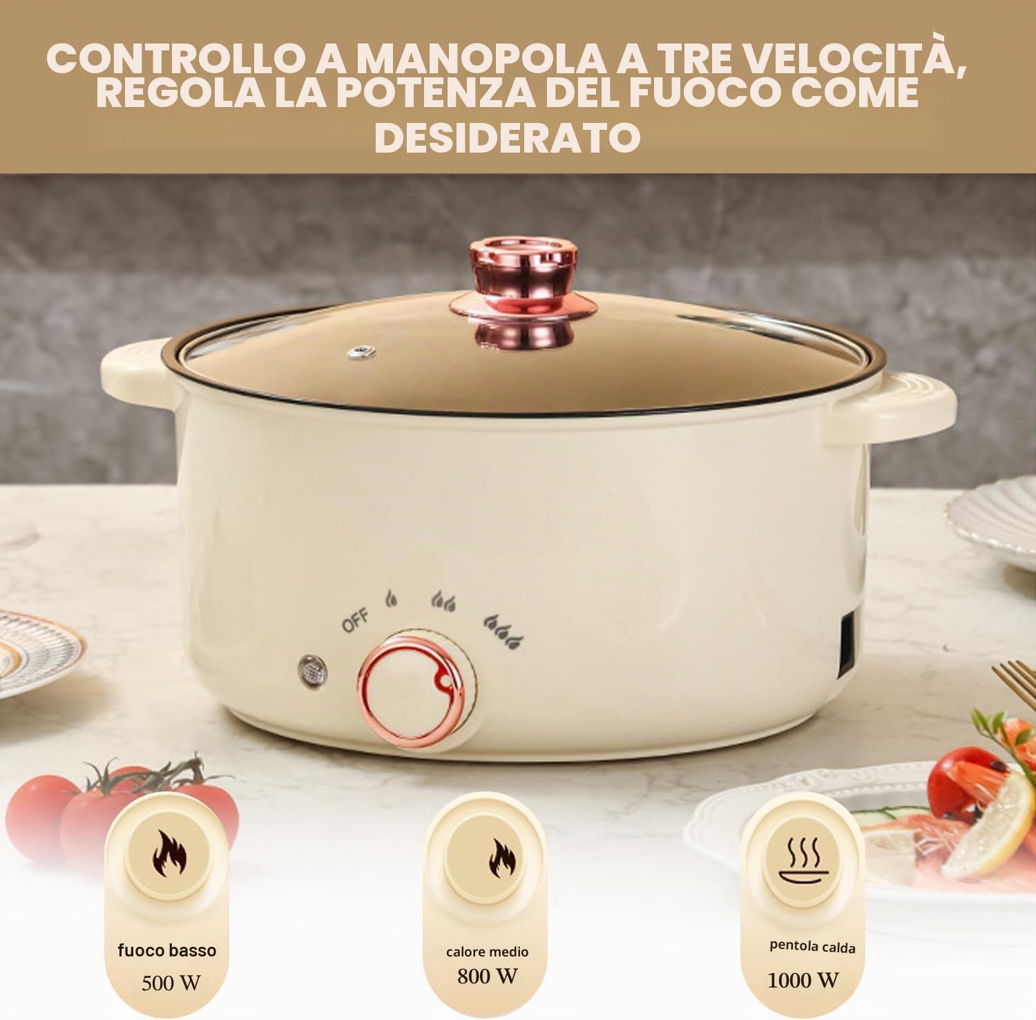 Hot Pot Elettrico da 3,5 L Casseruola Elettrico con Separatore 1000W Tre Regolazioni di Potere Antiaderente Pentola Versatile Zuppa Rapida per Friggere Ramen Fonduta Zuppa