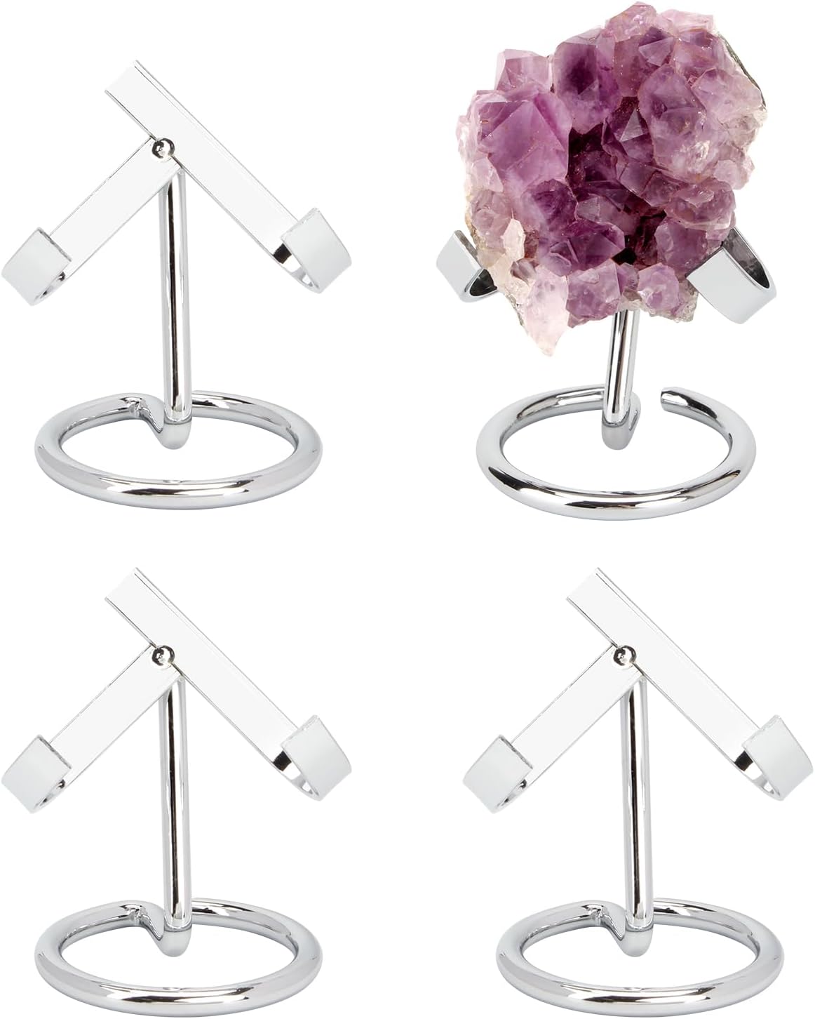 4 Pcs Metal Crystal Display Shelf, Golden Rock Display Stands Heart