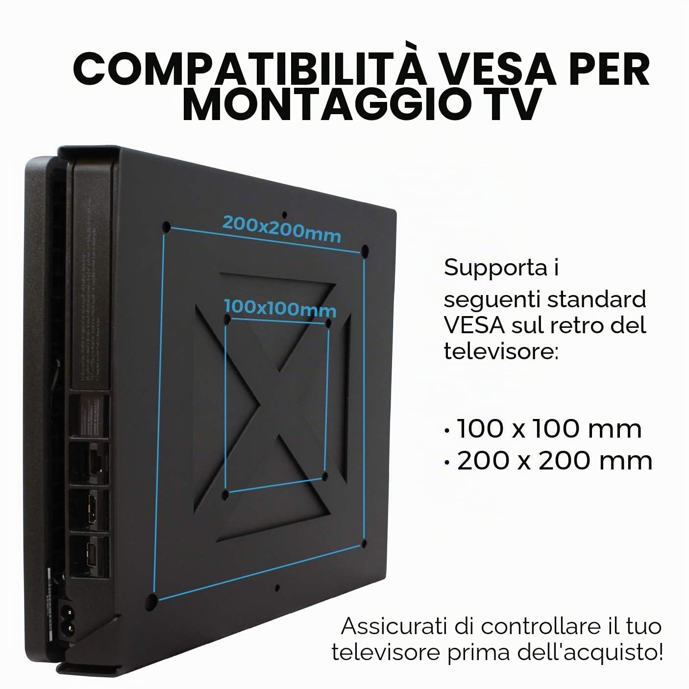 HumanCentric Supporto PS4 per PS4 Slim + 2 supporti per controller Bundle | Montaggio a parete o sul retro della TV