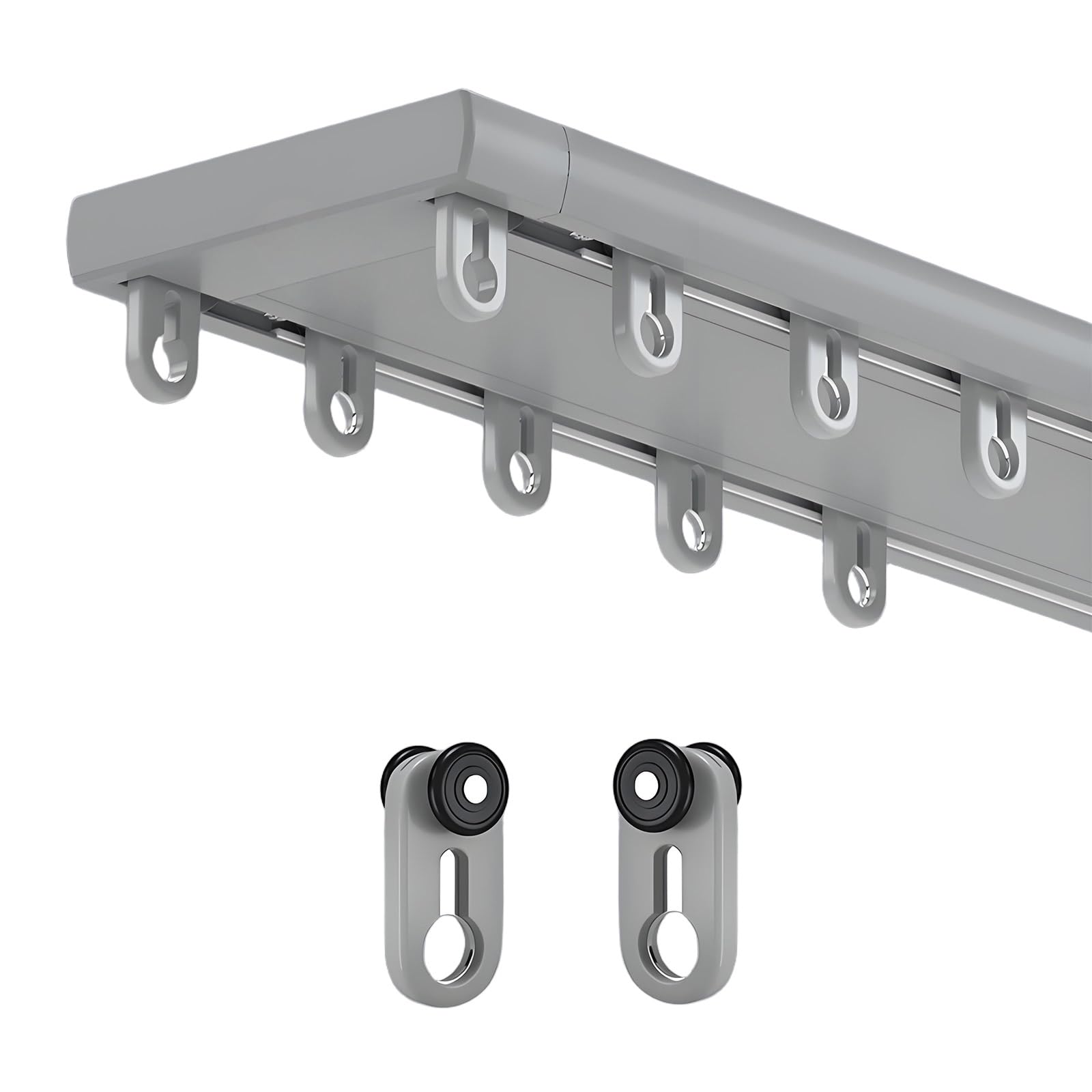 Aluminiowy system szynowy 1. (1,3 m) 2-warstwowa szyna ain do rozdzielaczy pomieszczeń Adjuble Leth (1 m do 5 m) nowoczesny szary design Easy Inllatand Slish.