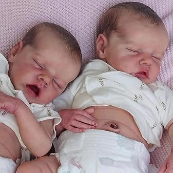 Realistic Reborn Baby Dolls Silicone Full Body Twins Girl 18 Inch Real Life Baby Doll Soft Vinyl That Look Real Two Babies Lifelike Newborn Babies Twins Dolls Toy