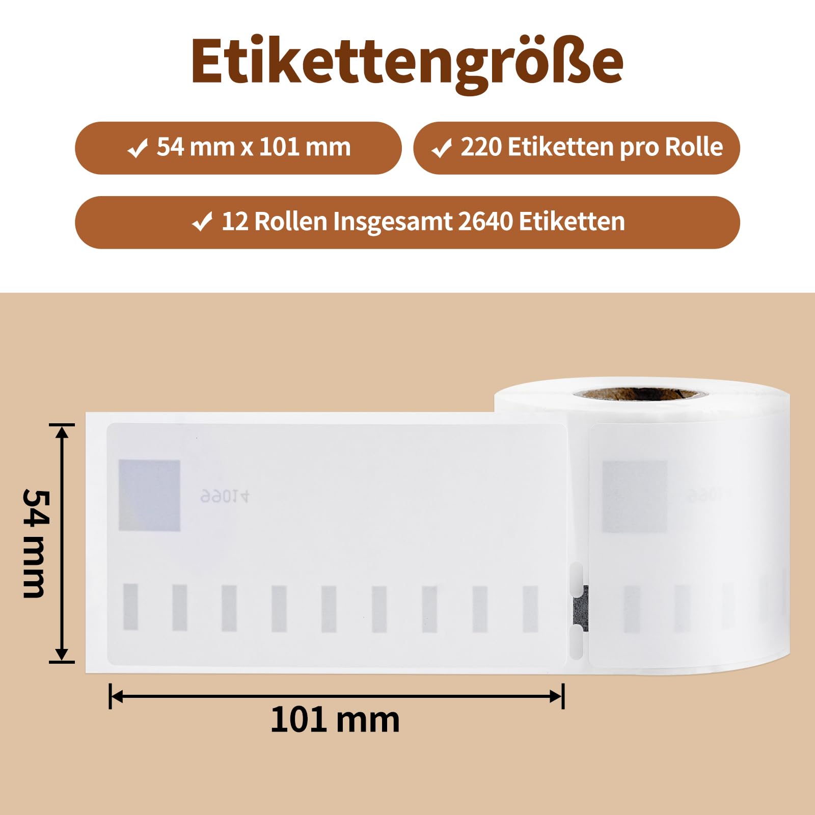 12x 99014 Compatibile con Dymo LabelWriter Carta per Etichette 54mm x 101mm