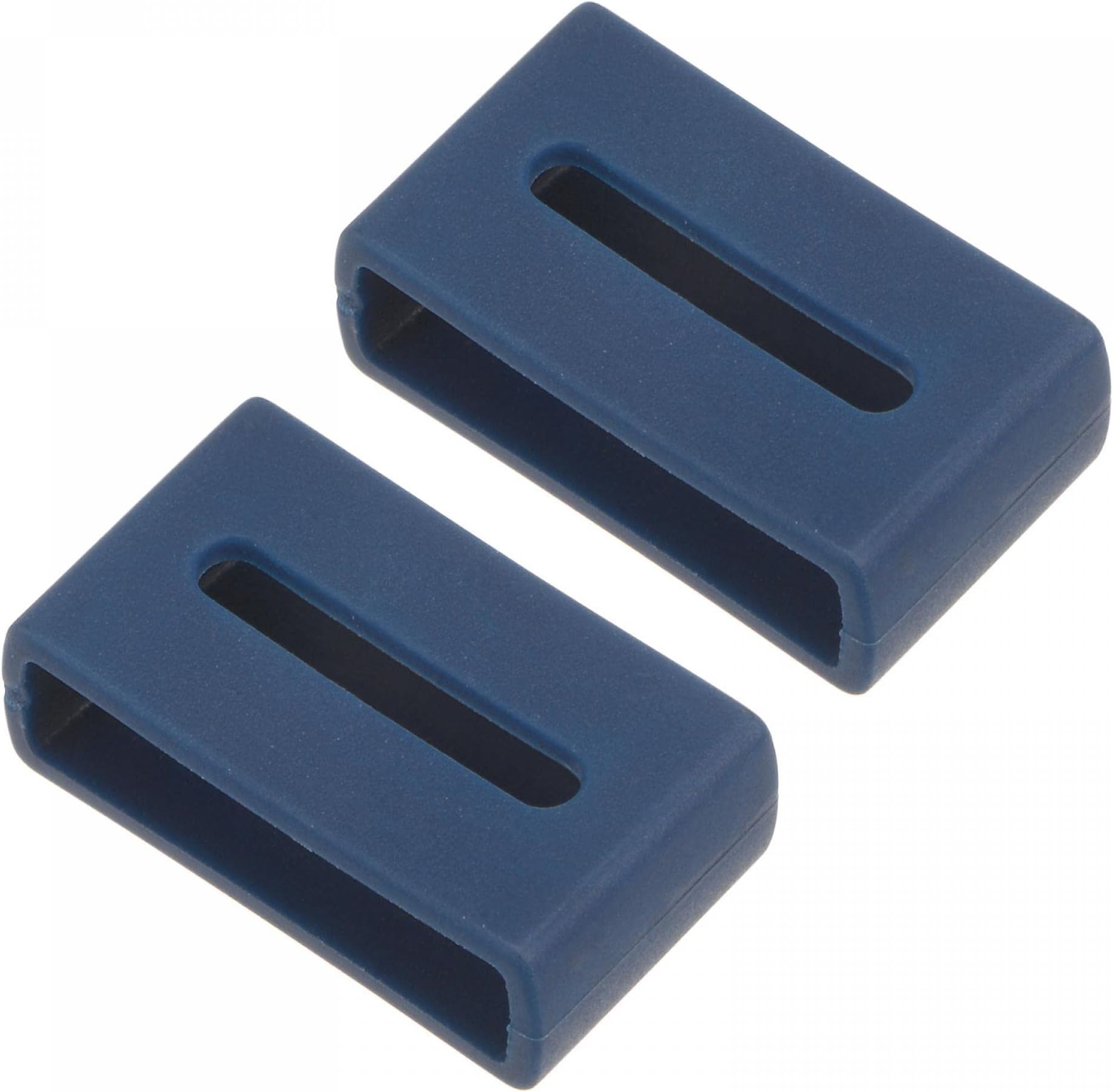 sourcing map Watch Band Strap Double-sided Slotted Loops, Rubber Replacement Fastener Rings Silicone Watch Holder Keeper for 20mm Width Watch Band, Deep Blue 2 Pcs