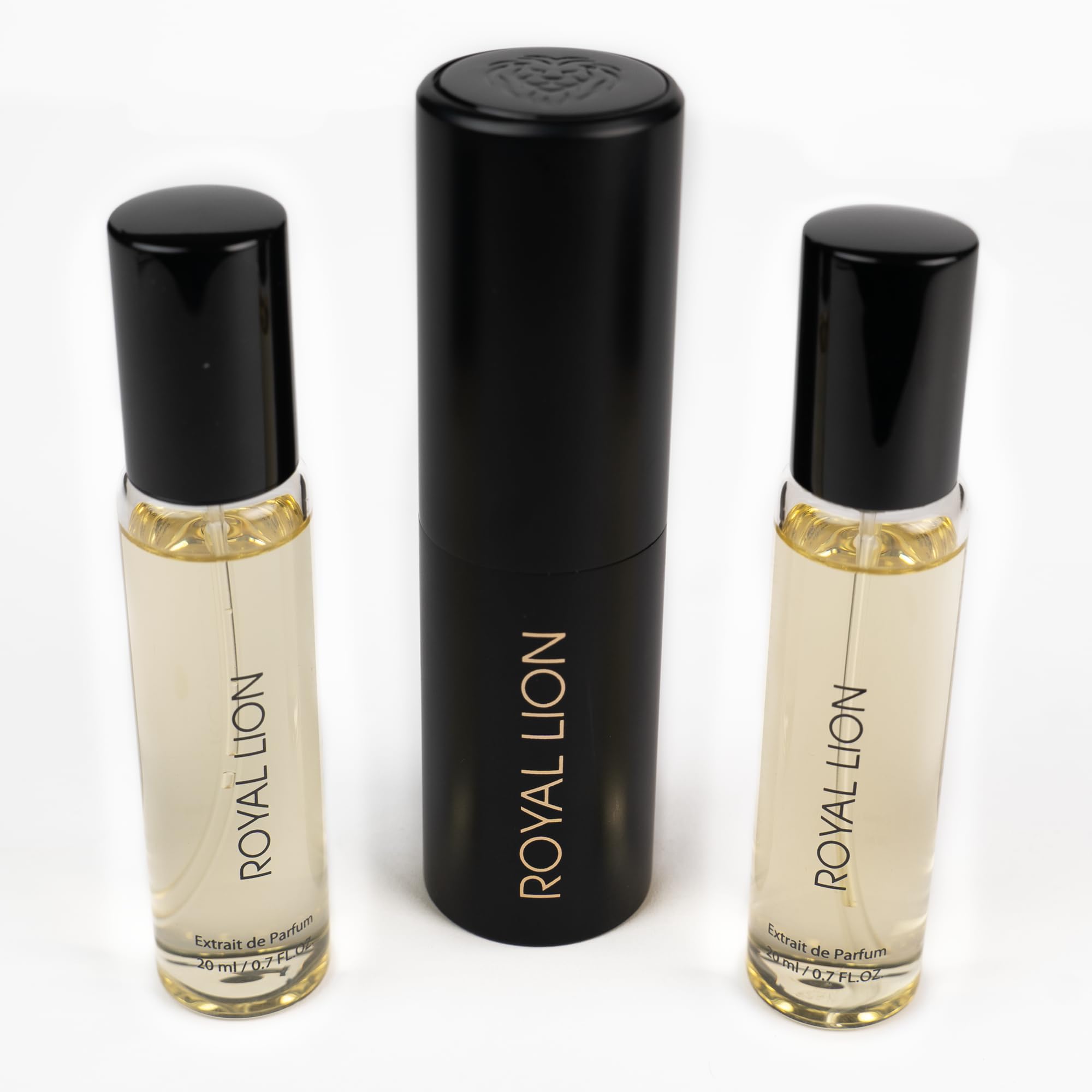 Royal Lion Twist Case Parfum Travel Set 2 - Reisezerstäuber - Hochwertiger Suit mit Extrait de Parfum "QUEEN FOR WOMEN", Sinnlicher Amberduft mit blumig-holziger Note, 2 x 20 ml