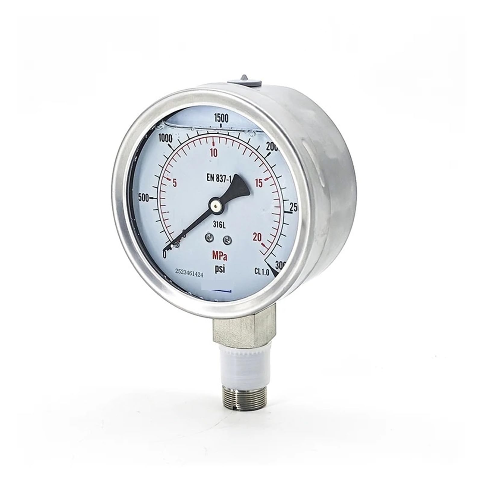 Manómetro de tubo Bourdon, 232.50.100, acero inoxidable(G1-8B male thread,0-0.6Mpa)