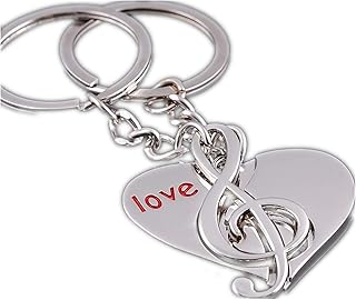 XCSSKG Portachiavi Coppia Puzzle Music In My Heart Lover Portachiavi Portachiavi con Nota Musicale Argento Metallo Portachiavi Per Lui e Lei (7)