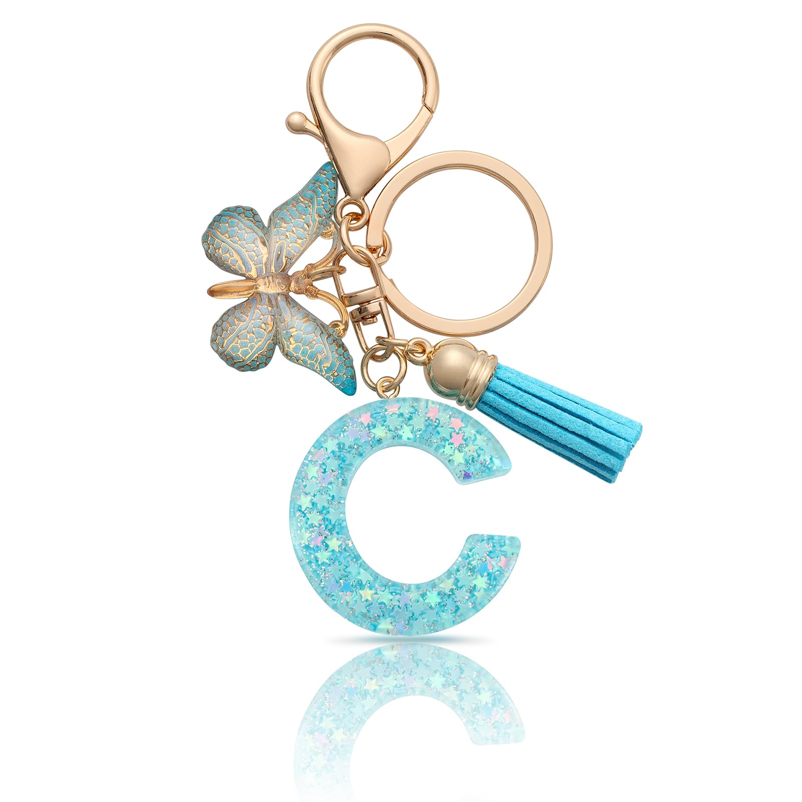 MORSUNBELA Schlüsselanhänger Buchstabe Mädchen Keychain mit Anfangsbuchstabe Schlüssel Anhänger mit Buchstaben für Frauen Damen