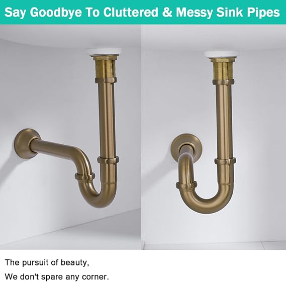Brass P Trap 1 1/4 Sink Drain Pipe with Slip Joint Extension Tub