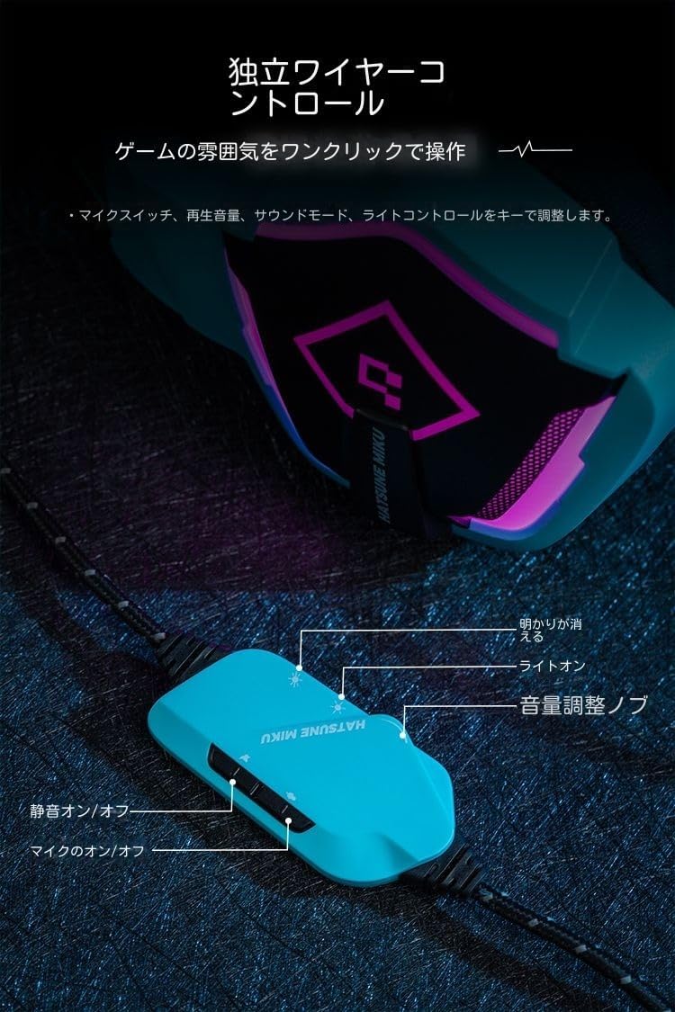 Amazon.co.jp: 初音ミク MIKU ゲーミングヘッドセット USB接続 7.1ch