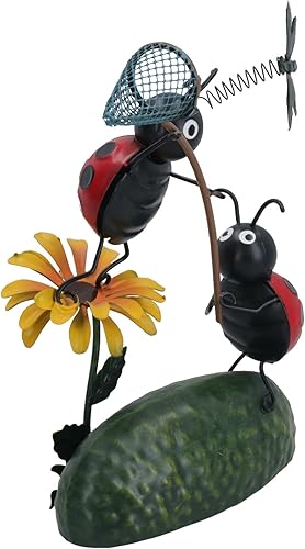 Miniatura 3 de AB Tools Miniature Life Metal Ladybird Catching Dragonfly Garden Gift Ornament 6x12x20cm