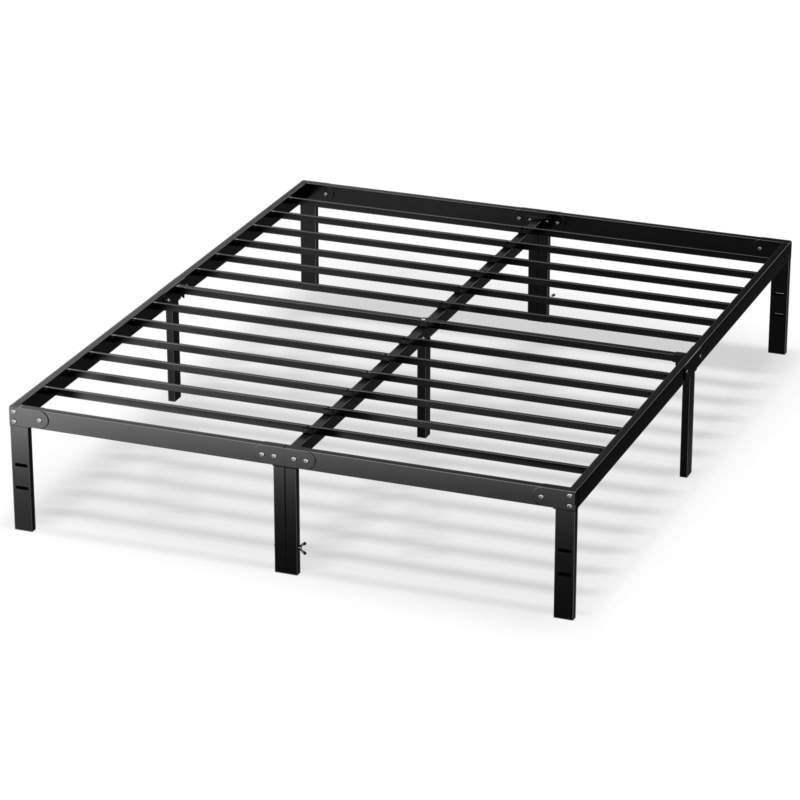King Size Bed Frame Metal Platform Frames No Box Spring Needed Heavy Duty with Storage Space 14 Inches