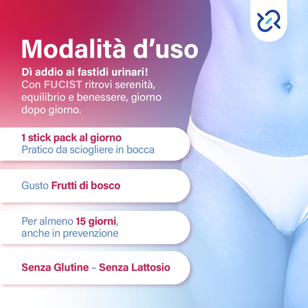 FUCIST Integratore Vie Urinarie con D-Mannosio 1000 Mg, Mirtillo Rosso e PEA Palmitoiletanolamide, Alta concentrazione per Candida Cistite in Stick Orosolubili pronti all'uso