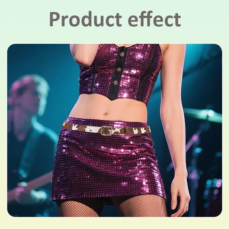 YALLNASL Vintage Cowgirl Accessories Y2k Western Belts for Skirts Pants Square Buckle Animal Leopard Print Belt for Women - Image 4