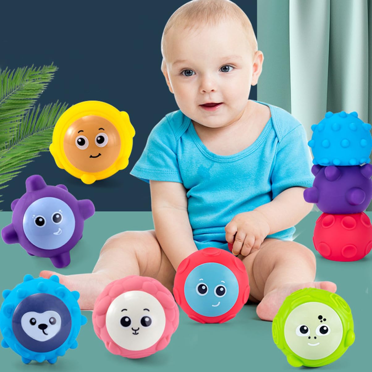 ERINGOGO Lot de 6 Balles de Préhension pour Bébé en PVC, Jouet D’éveil