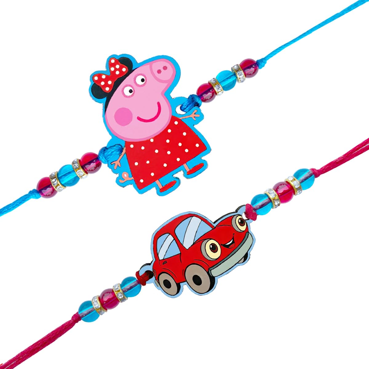 Fabdrap - Cartoon Pig and Car Rakhi Set Of 2 for Kids Brother/Sister - Rakhi Combo for Kids - Rakhi with Greeting Card & Roli Chawal (B098F8717S) Amazon Price History, Amazon Price Tracker