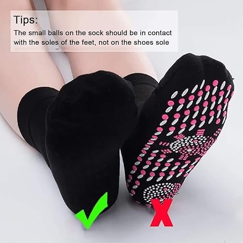 Miniatura 5 de WENFENG 3 pares de calcetines moldeadores de turmalina con circulación térmica de acupresión y autocalentamiento AFIZ Turmalina adelgazante para la