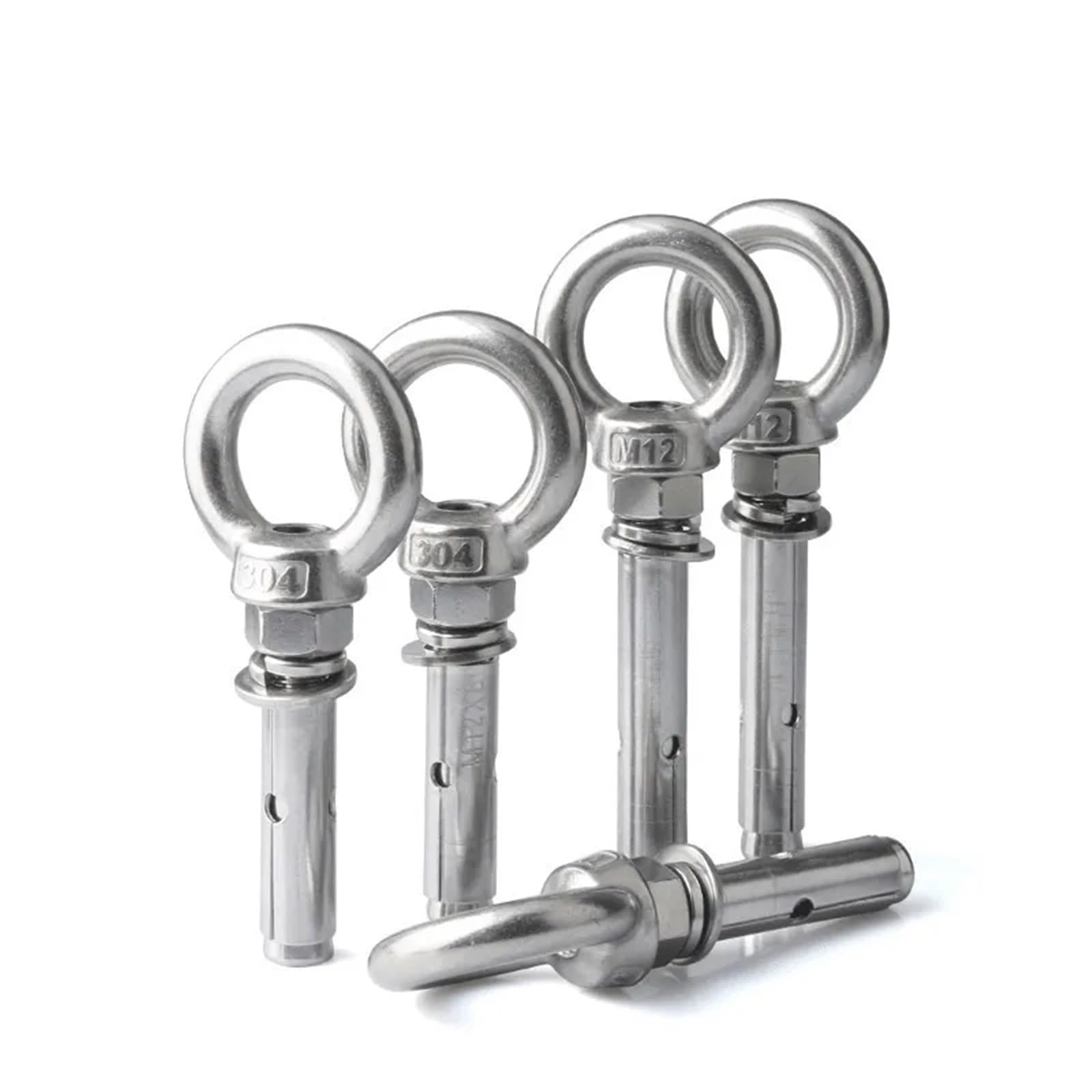 Gancho Tornillo De Expansión Anclaje de manga acero inoxidable 304, perno ojo expansión hormigón, gancho artefacto, tornillos anillo Universal largos(M14X100mm 1pc)