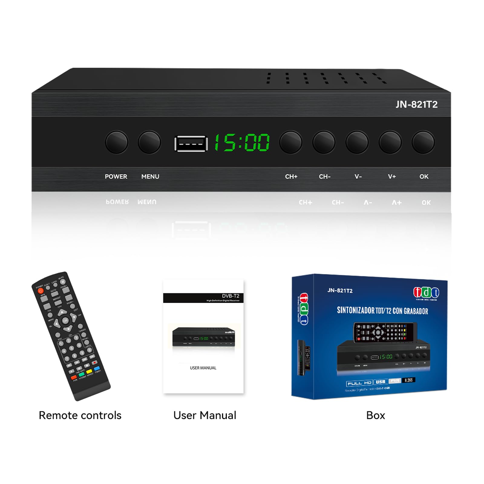 DVB-T2 H265 HEVC FTA, PVR, USB, HDMI, decoder digitale SCART TV, adattatore per guardare canali HD