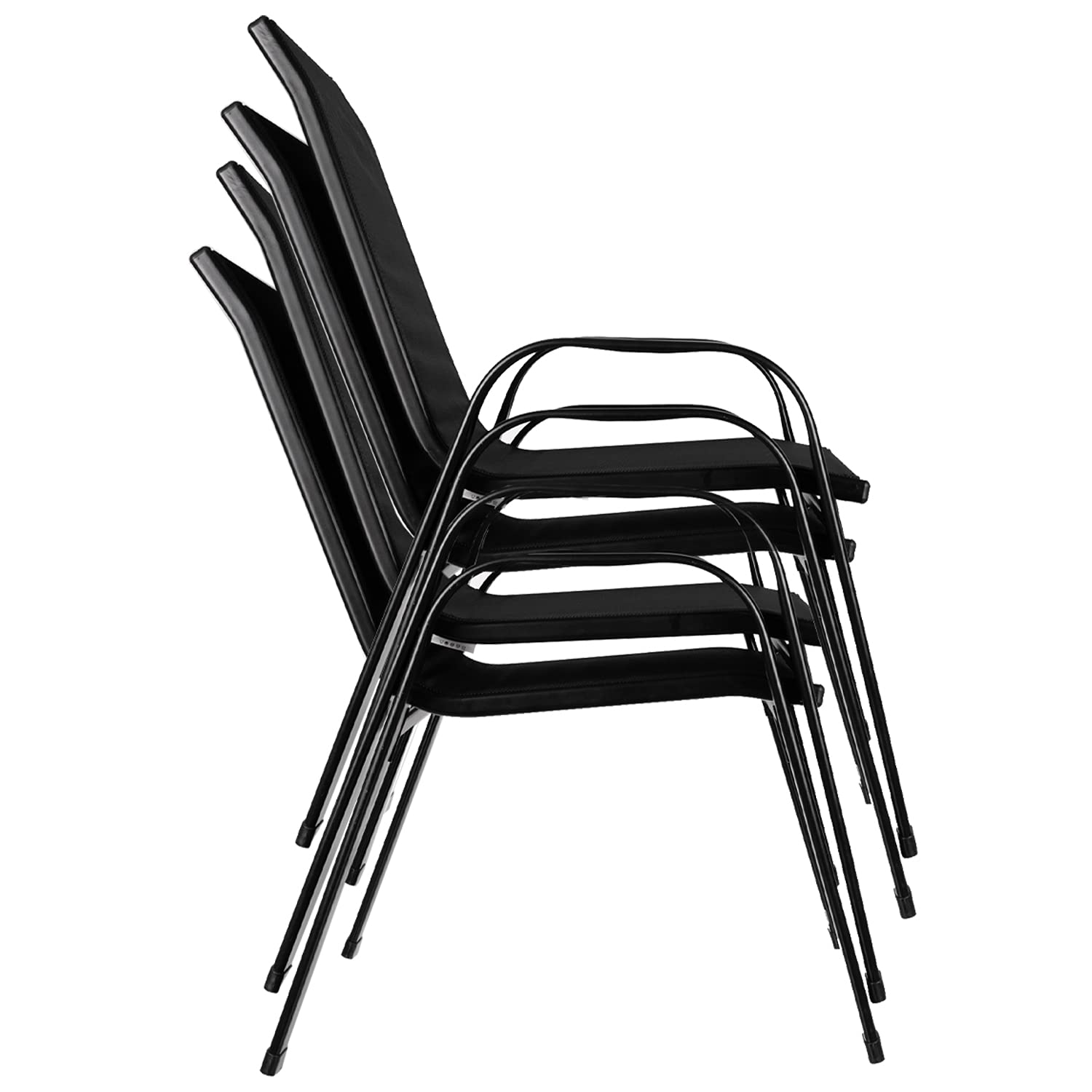 Balkonstühle 4er Set Gartenstühle Hochlehner Stapelbar bis 150 kg Belastbar Metall 23460