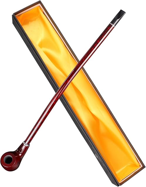 Hysagtek Long Churchwarden Tobacco Pipe Wooden Long Stem Smoking Pipe with Gift Box, Pattern Random