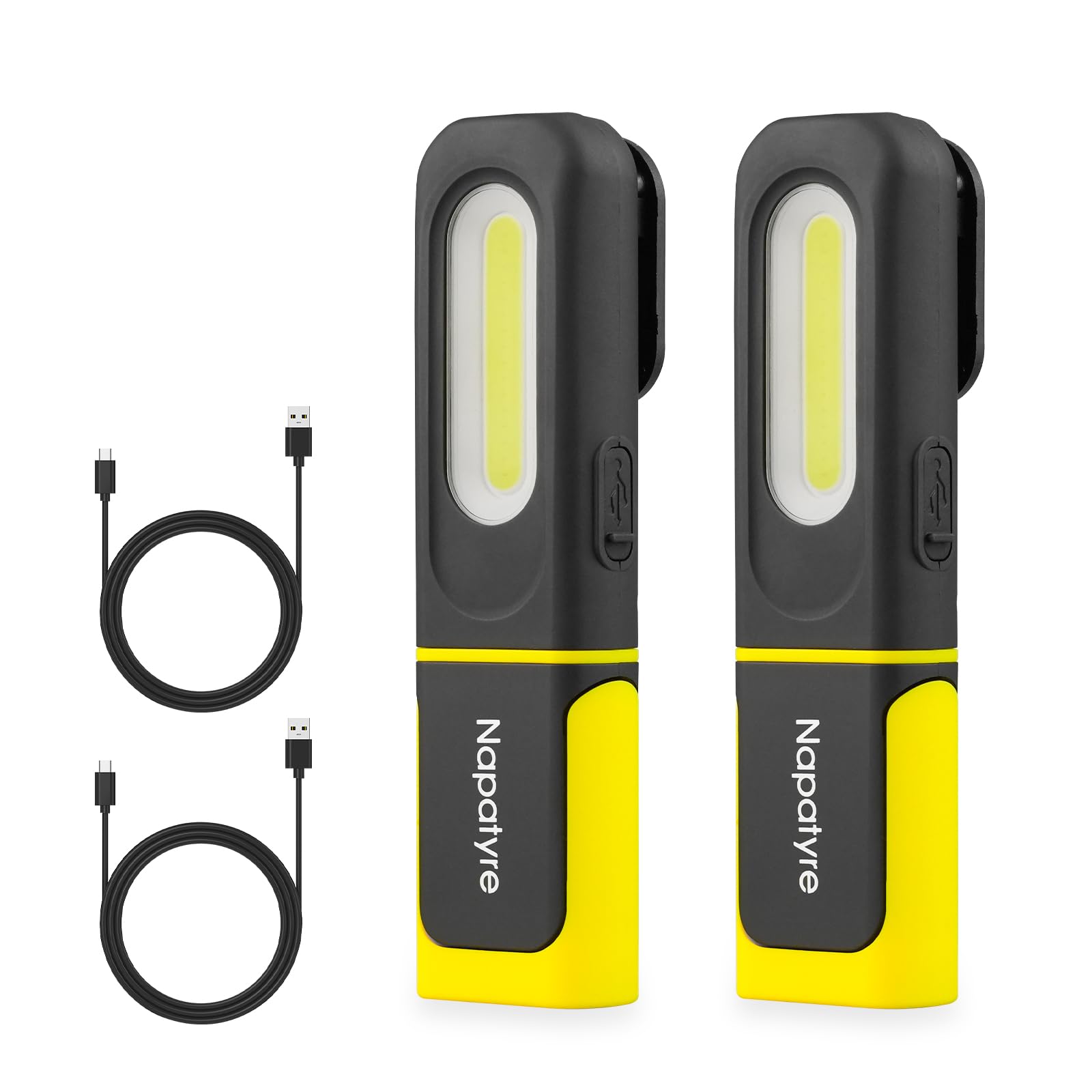 2 Stück LED Arbeitsleuchte Mit Magnetfuß - Aufladbare Werkstattlampe Mit 7 Lichtmodi, USB-C
