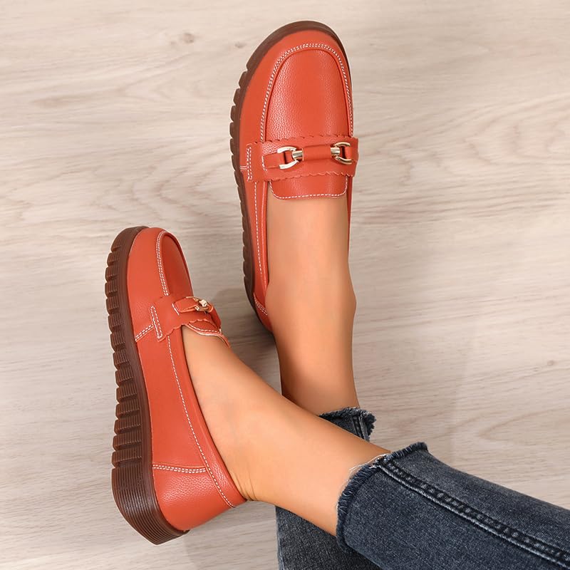 Image of Loafers for Women Business Casual Shoes Comfortable & Lightweight Round Toe Penny Dressy Slip On Work Flats