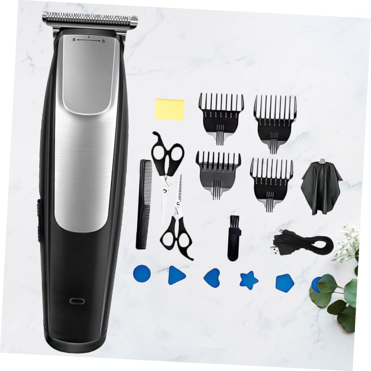 Alipis USB Wiederaufladbarer Haarschneider Silber Elektrischer Haarschneider mit Laufzeit Inkl Verschiedene Aufsteckkämme Kabelloser Trimmer für Haar und Bartpflege Professionell für