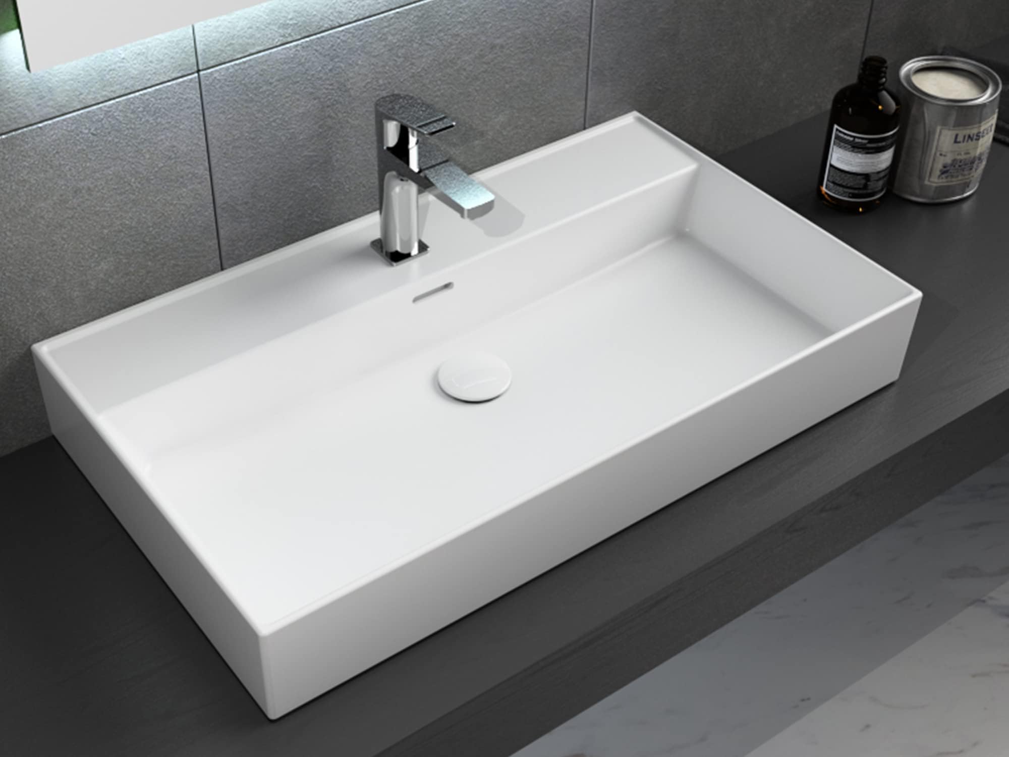 Aqua Bagno Loft Air Design Wash Basin/Basin Attachment 80 x 46 cm White Wash Bowl Ceramic Furniture