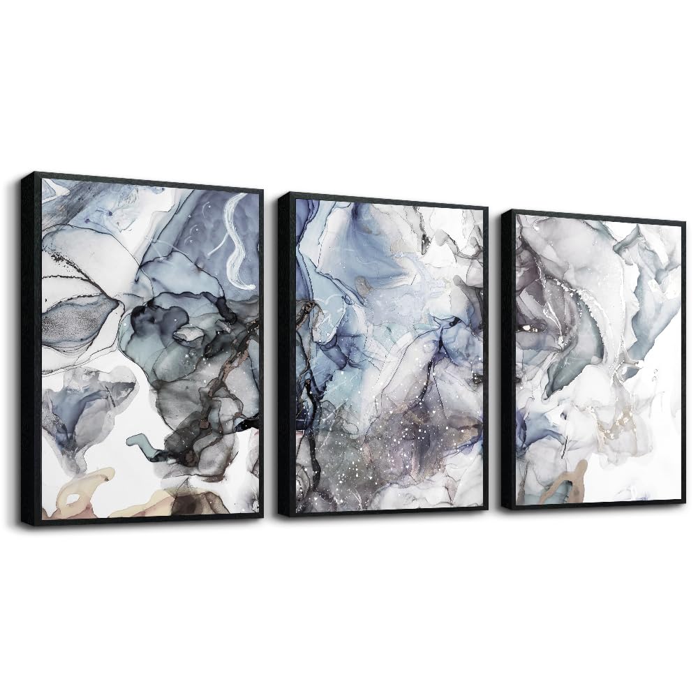 Wall Hanging Decor Black Framed Wall Art For Living Room Wall Decor For Bedroom Modern Office Wall Decorations Abstract Ink Paintings Room Art Prints Frame Wall Pictures Artwork Home Decor 3 Piece