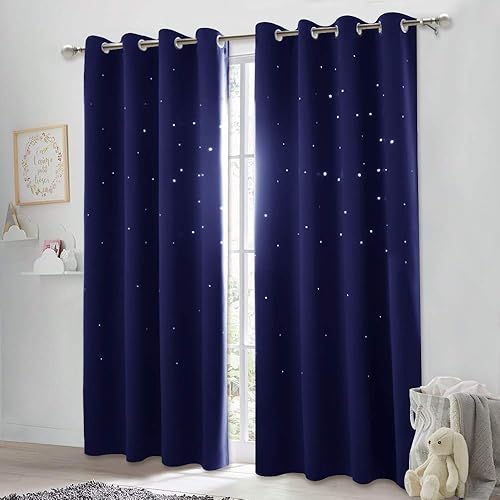 Nicetown Cortinas para cuarto de niños inspiradas en el cielo nocturno con estrellas brillantes, cortinas oscurecedoras para cuarto de niños o bebés Nicetown Cortinas para cuarto de niños inspiradas en el cielo nocturno con estrellas brillantes, cortinas oscurecedoras para cuarto de niños o bebés